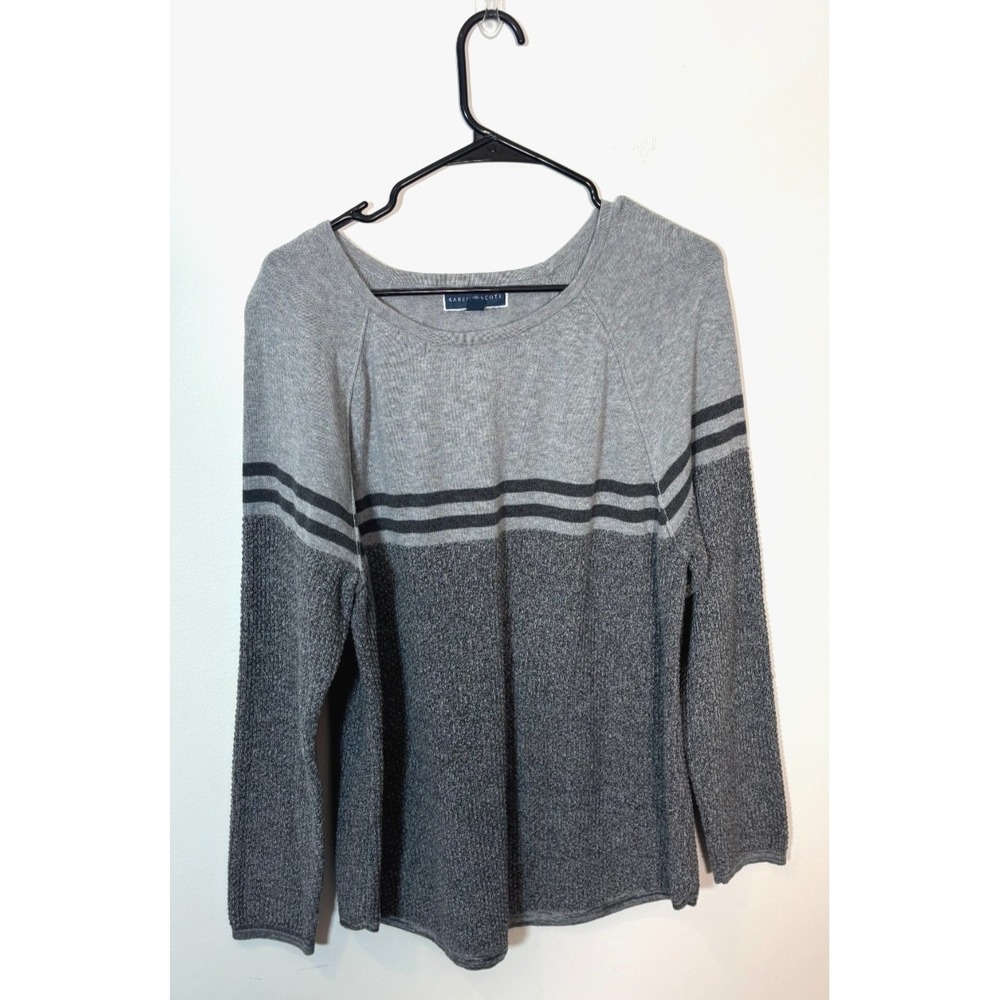 Karen Scott Gray Colorblocked Women's 2X Sweater Cotton